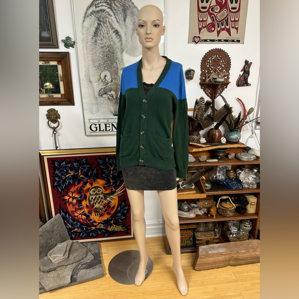 Hipster Cotton Colorblock Cardigan Sweater